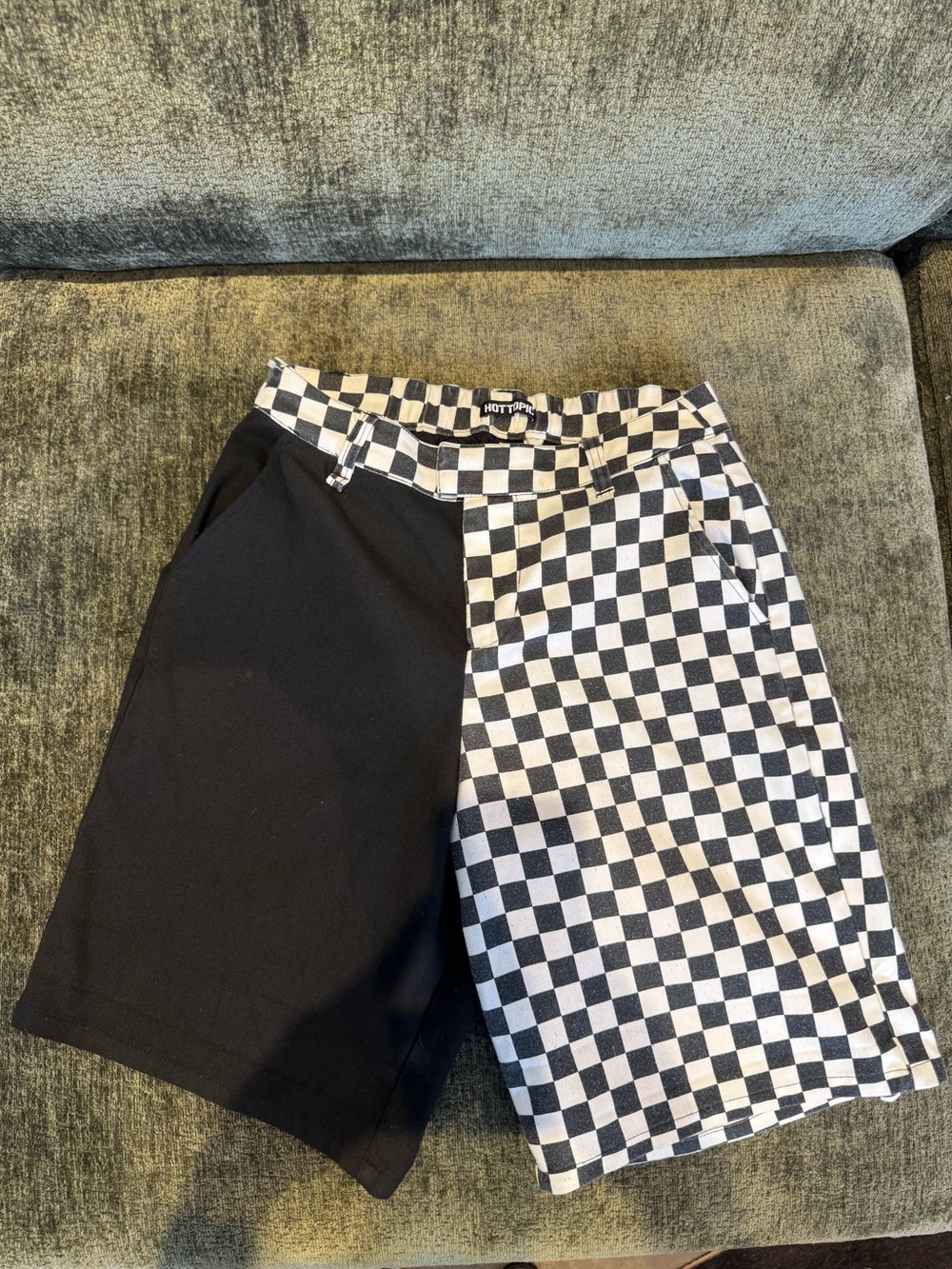 Hot Topic woman’s Two-Tone Checkerboard Flat Front Bermuda shorts - Black/White